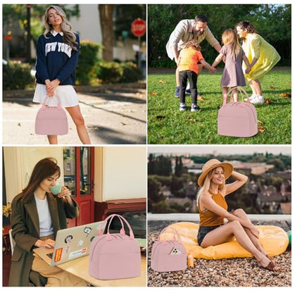 LEDAOU Kids Lunch Bag for Girls, Insulated School Lunch Box, Lightweight | Insulated interior, lightweight design, front pocket, smooth dual zippers, ideal for school and travel - color: Pink