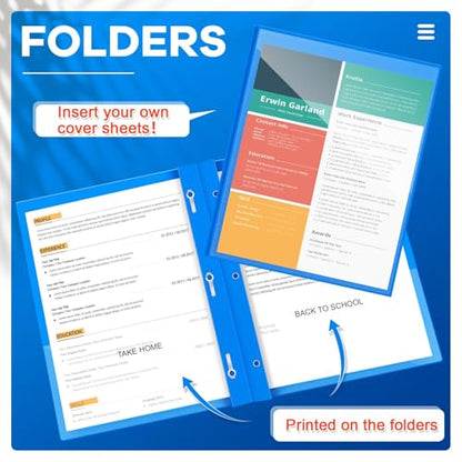 Henoyso 48 Pcs Plastic Folders with Clear Front Pocket and 3 Prong Take Home Plastic 2 Pocket Folder Back to School for Students Parent Teacher Communication for School Office (Blue) - color: Blue
