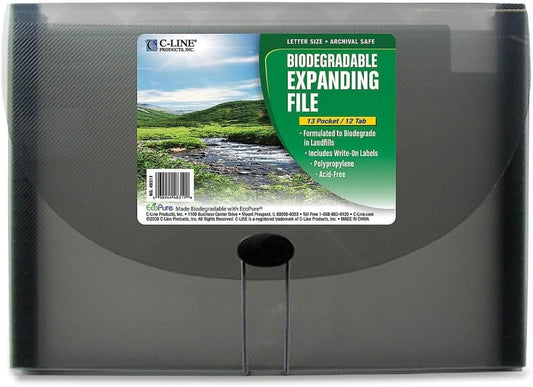 C-Line 13-Pocket Expanding File, Letter Size, 1 Expanding File, Smoke (48311) (Pack of 12) - color: Smoke Gray, size: 13-Pocket (Pack of 12)