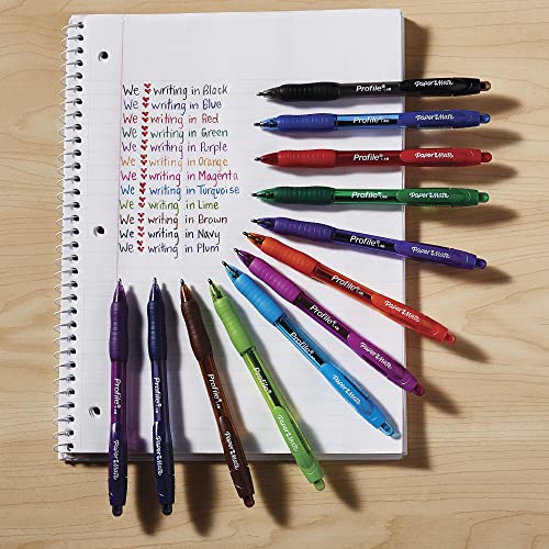 Paper Mate Profile Retractable Ballpoint Pens, Bold Point (1.4mm), Blue Ink, 12 Count - Writing, Office, Teacher Supplies - color: Blue, size: 12 Count (Pack of 1)
