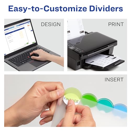Avery Plastic 8-Tab Binder Dividers with Pockets, Style Edge Insertable Multicolor Tabs, 1 Set (11293)