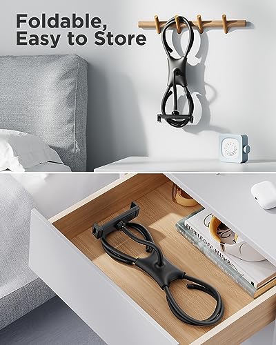 SAIJI Tablet Holder for Bed - iPad Phone Stand for Lap (Black) | Fit Devices from 4.7" to 15.6", 360-Degree Rotating Clip, Hands-Free Reclined Reading, Neck & Posture Relief - color: Black