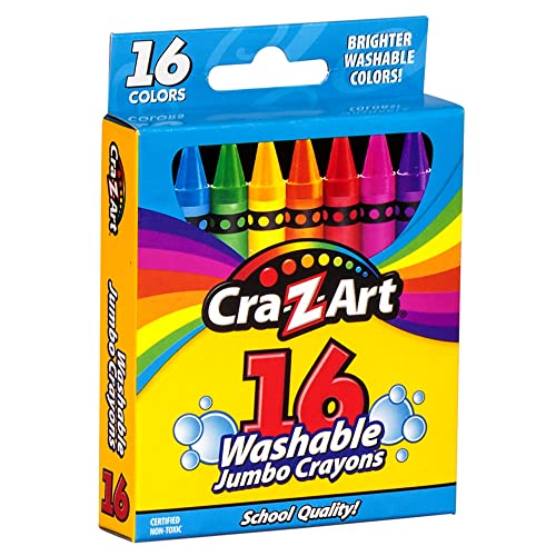 Cra-Z-Art Jumbo Washable Crayons, Assorted Colors, Pack of 16 Crayons
