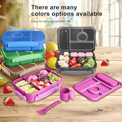 Amathley Bento Box Adult Lunch Box Kids,Lunch Containers for Adults/Kids/Toddler,5 Compartments Bento Lunch Box with Sauce Vontainers,Microwave & Dishwasher & Freezer Safe,BPA-Free (Red lily) - color: Red lily