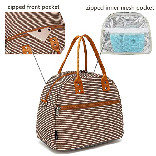 FlowFly Insulated Lunch Bag With Shoulder Strap for Women, Men, and Kids, Large and Reusable, Handle, Freezable Work and School Travel Tote and Meal Prep Organizer,Coffee - color: Coffee