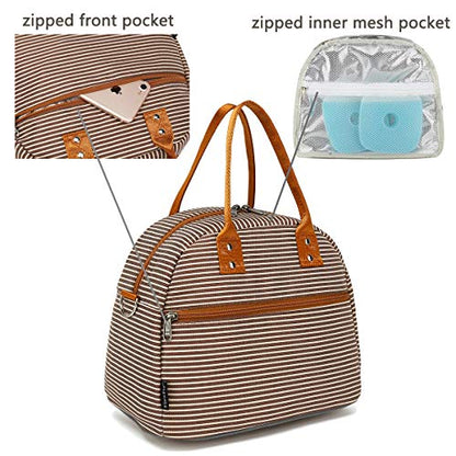 FlowFly Insulated Lunch Bag With Shoulder Strap for Women, Men, and Kids, Large and Reusable, Handle, Freezable Work and School Travel Tote and Meal Prep Organizer,Coffee - color: Coffee