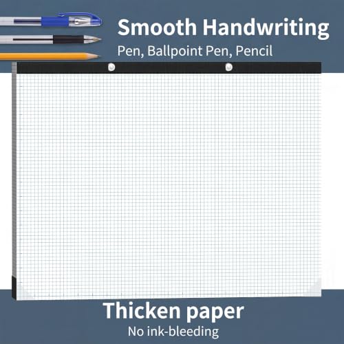 Thboxes 1 Pack 22"x17" Engineering Graph Paper 50 Sheets 4x4 Quad Ruled | Easy Tears Off Grid Paper Pad, Giant Drafting Pad for Office School Engineer Architect Designer Mathematician Draftsman