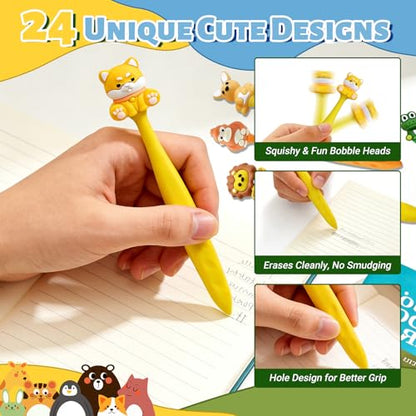24 Pcs Cute Fun Erasers Animal Erasers Bulk, Pencil Eraser for Office Home Use (Animal) - style: Animal