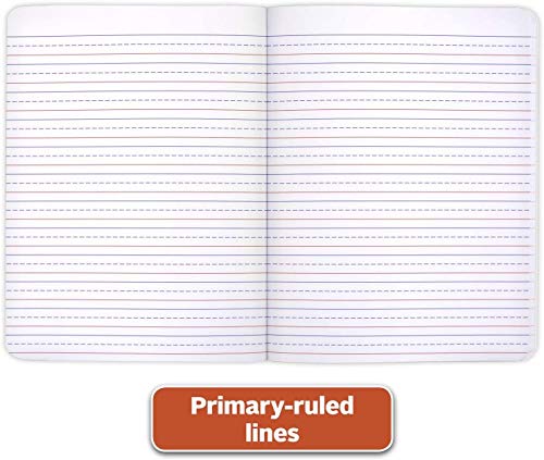 Mead Primary Composition Notebook K-2, 6 Pack Primary Ruled Composition Book, Color May Vary, Grades K-2 Writing Dotted Lined Notebook, 100 Sheets (200 Pages) 489902ELG