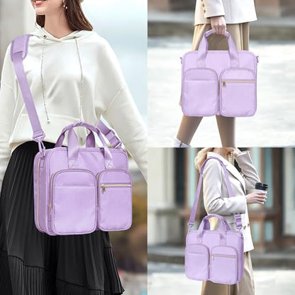 3 Ring Zipper Binder, 2 Inch Ring Binder Organizer Bag with Strap | Binder Bag Fits 13" Laptop & 500 Sheets, Detachable Shoulder Strap, Large Capacity Zip Up Portfolio Folder Bag for Office - color: Purple