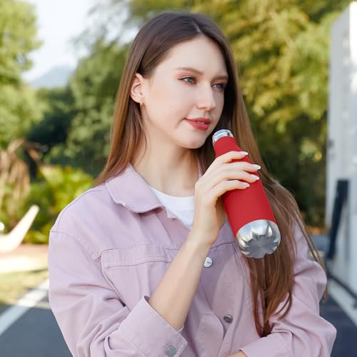 MEWAY 17oz Sport Water Bottle 8 Pack Vacuum Insulated Stainless Steel Leak-Proof Double Wall Cola Shape Water Bottle,Keep Drinks Hot & Cold (Red,8 Pack) - color: Red