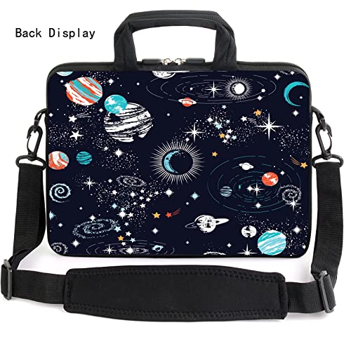 AMARY 13" 13.3" laptop sleeve chromebook case adjustable shoulder strap with handle accessory pocket (Galaxy-1) - color: Galaxy-1