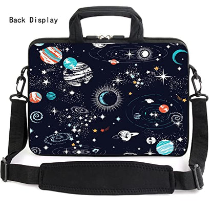 AMARY 13" 13.3" laptop sleeve chromebook case adjustable shoulder strap with handle accessory pocket (Galaxy-1) - color: Galaxy-1