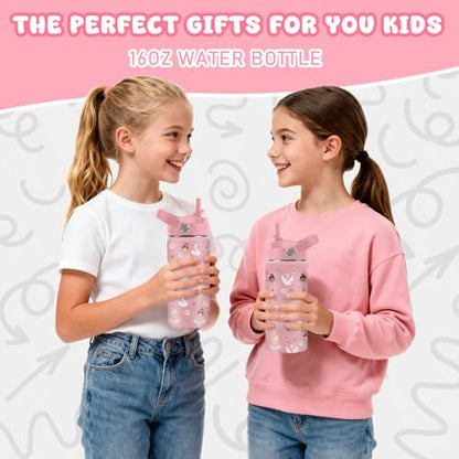 Ballet Water Bottle, 16oz Ballerina Girls Stainless Steel Insulated Water Bottle with Straw Lid, Ballerina Cup Tumbler Birthday Gifts for Kids Teen Girls School - color: Ballerina
