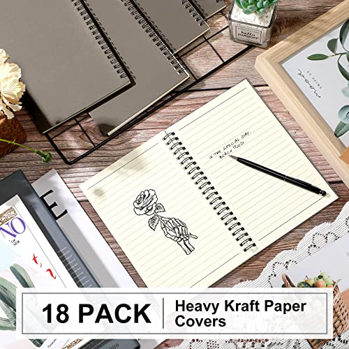Yahenda 18 Pcs Spiral Notebooks Bulk, A5 8.3 x 5.5 Inch College Ruled Lined Notebooks, 100 Pages Soft Cover Journals for Students Classroom Office Back to School Supplies (Dark Gray) - color: Dark Gray