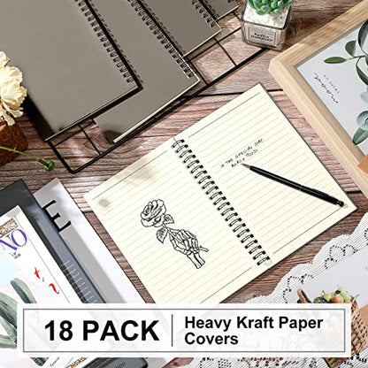 Yahenda 18 Pcs Spiral Notebooks Bulk, A5 8.3 x 5.5 Inch College Ruled Lined Notebooks, 100 Pages Soft Cover Journals for Students Classroom Office Back to School Supplies (Dark Gray) - color: Dark Gray