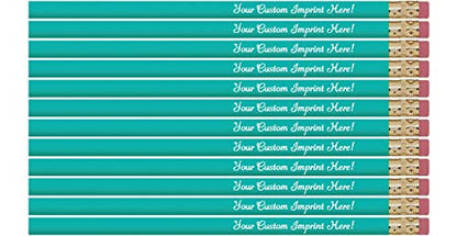 Express Pencils™ Personalized Pencils Round Custom Imprinted with your Name/Text/Logo/Message- 12 pkg - Includes Personalization - Great Gift Ideas (Light Turquoise) - color: Light Turquoise