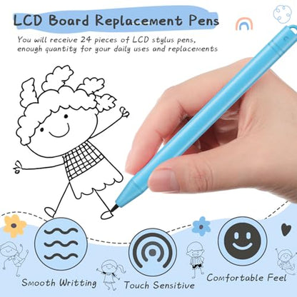 Flutesan 24 Pieces Replacement Stylus Pens LCD Board Pens for LCD Writing Tablet Drawing Pad Memo Message Boards Kids Adults(Blue) - color: Blue