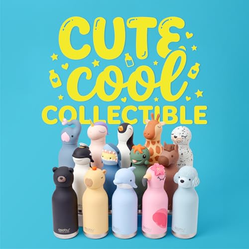 asobu Bestie Bottle Limited Edition Collectible Kids Water Bottle with Animal Character Lid 16oz (460ml) Insulated Stainless Steel, Leakproof, Reusable with Straw Fun Gift for Girls & Boys - color: GUS THE KILLER WHALE