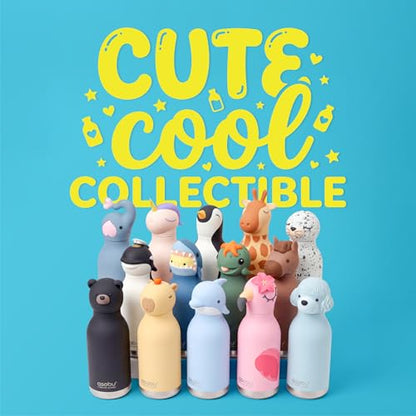 asobu Bestie Bottle Limited Edition Collectible Kids Water Bottle with Animal Character Lid 16oz (460ml) Insulated Stainless Steel, Leakproof, Reusable with Straw Fun Gift for Girls & Boys - color: GUS THE KILLER WHALE