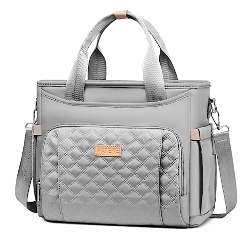 AIJIEKE Large Insulated Lunch Bag for Women Men, Work Lunch Box Tote, Gray | Leakproof, durable multi-compartment cooler. Reusable with shoulder strap. Perfect for travel meal prep, picnic, beach - color: Gray