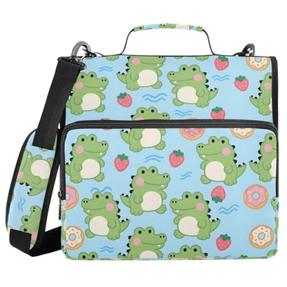 3 Ring Zipper Binder Dinosaur Strawberry Binders Bag with Shoulder Strap 500 Sheets Paper Organizer Trapper Keeper Documents Storage File Folder for School Office - color: A422