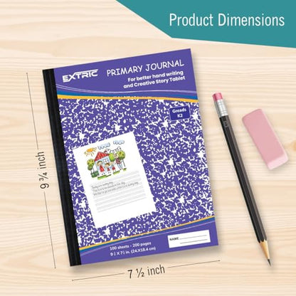 EXTRIC Primary Composition Notebook K-2, 6 PK Primary Journal 200 Pages - size: 6