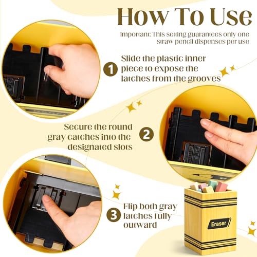 Pencil Dispenser for Classroom, 2Pcs Classroom Organization Set, Interactive Pencil Holder with Eraser Holder, Pencils Station for Teacher & Student, Teacher Must Have, Back to School Supplies(Yellow) - color: Yellow