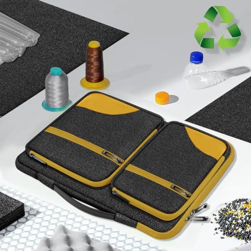 Hseok Laptop Case 15 15.6 16 inch Sleeve with Handle and Hidden Straps,Compatible with MacBook Neo 16",MacBook Pro Air 16" 15", 360°Protective PC Briefcase with 4 Pockets for Accessories,Yellow - color: Yellow