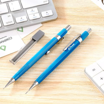 Outus 4 Pack Blue Metal Mechanical Pencils, 0.7 mm Leads - Non-slip Grip, Retractable, Includes Refills for Drafting Sketching & Illustration Supplies - color: Blue, size: 0.7 mm