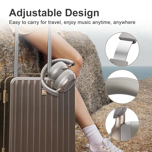 LORELEI Q30 Bluetooth Headphones Over Ear,60H Playtime & 3 EQ Music Modes,BT6.0 Headphones Wireless with Mic,Foldable Lightweight Headsets,HiFi Stereo Deep Bass for Home Travel iPad Tablet-Dunes Grey - color: Dunes Grey