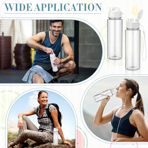 Domensi 50 Pieces Plastic Water Bottle Bulk 17 oz Sports Adults Reusable Large Water Bottles with Leak Proof Flip Top for Adults Fitness (White) - color: White