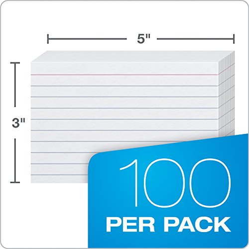 Oxford Heavyweight Ruled Index Cards, 3" x 5", White, 100 Per Pack (63500) - color: White, size: 100 Count (Pack of 1)