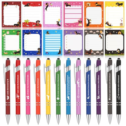 Geyee 24 Pcs Back to School Teacher Gifts Dachshund Sticky Notes with Funny Pens 3 x 4 Inch Employee Appreciation Gifts for Coworkers Employee Teacher Office Staff Work Team Appreciation Gift - style: Dachshund