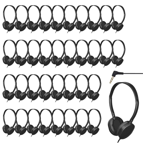 36 Pack Bulk Headphones for Classroom School, Durable Wholesale Wired Headphones for Kids Student Boys Girls Adults | Durable, Wholesale, Wired, For Kids Student Boys Girls Adults - size: 36 pack Black