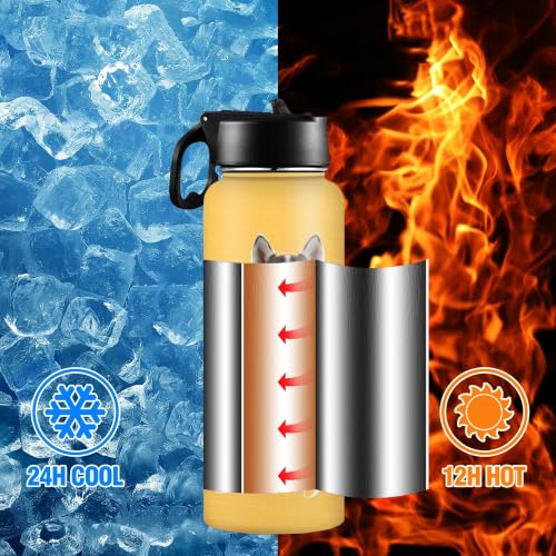 D-Story Personalized Water Bottle with Pets on it, Custom 18 oz Leak-Proof Stainless Steel Insulated Flask with Straw Lid, Funny Picture Gifts for Dog Dad Mom Pet Lovers - color: Pet Picture