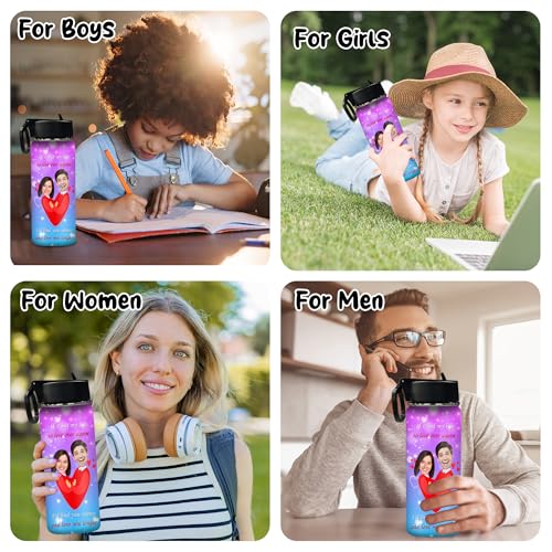 Custom Water Bottle with Face Photo, Personalized Water Bottle Valentine's Gift Insulated Cup Bottle for Her Him Women Men - color: Color_100