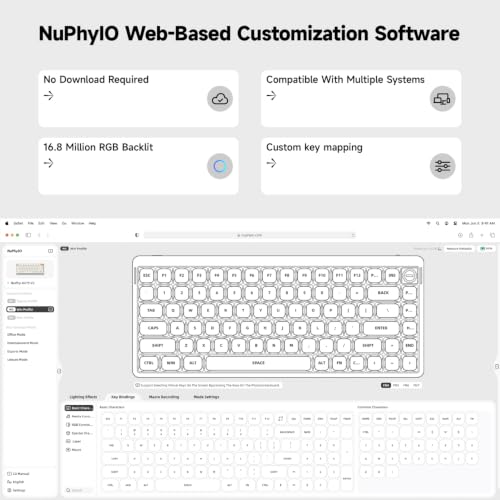 nuphy Air75 V3 Low Profile Mechanical Keyboard, 75% Custom Hot Swappable Wireless Keyboard with Gasket Mount, RGB Backlit, Multi-Device Bluetooth/2.4GHz/USB-C for Mac Windows, White-Brown Nano Switch - color: White, size: Brown nano Switch