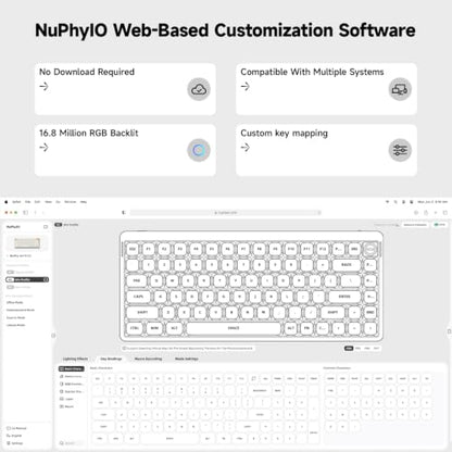nuphy Air75 V3 Low Profile Mechanical Keyboard, 75% Custom Hot Swappable Wireless Keyboard with Gasket Mount, RGB Backlit, Multi-Device Bluetooth/2.4GHz/USB-C for Mac Windows, White-Red Nano Switch - color: White, size: Red nano Switch