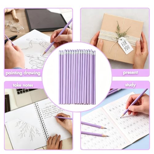 SHIDOW #2 HB Purple Wood Pencils With Erasers Office Writing 30 Pack | Purple Pencil Erasable