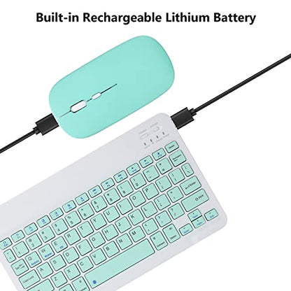 Rechargeable Bluetooth Keyboard and Mouse Combo for iPad, Ultra-Slim Portable Wireless Mouse Keyboard for iPad Pro Air Mini iPhone Samsung Tablet Cell Phone Android, iPadOS/iOS 13 and Above (Green) - color: Green