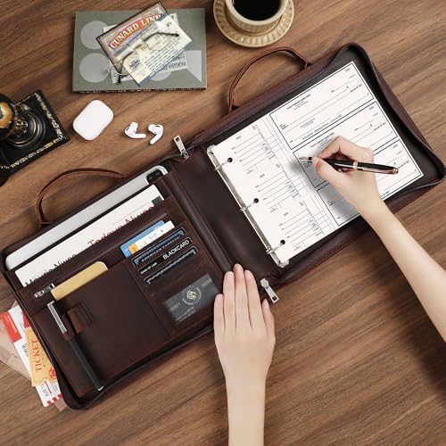 Personalized 3 Ring Check Binder, Business Checkbook Holder Zippered, Engraved for 3 on a Page Checks, Fits 3 & 9 Holes, Dark Khaki - Custom - color: Dark Khaki, size: Custom