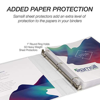 Samsill Durable 1 Inch Binder, Round Ring Customizable Clear View Binder, White, 4 Pack (MP48437) - color: White, size: 1-Inch