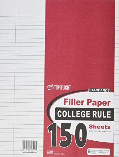Top Flight Filler Paper, 10.5 x 8 Inches, College Rule, 150 Sheets (Pack of 2)