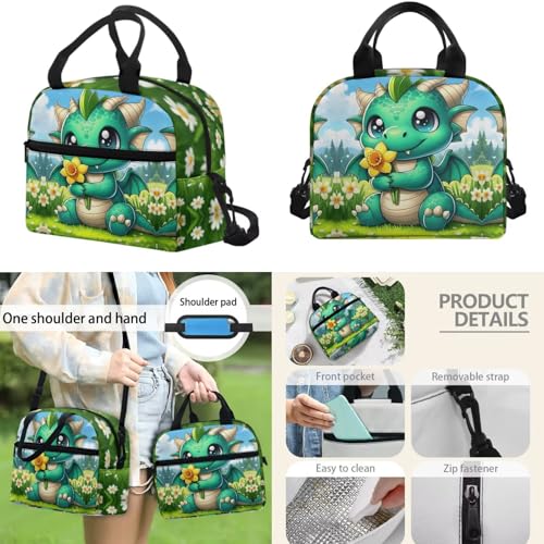 Cute Dinosaur Backpack with Lunch Box, Pencil Pouch, Water Bottle Sleeve - 4 Pcs Kids School Book Bag Set for Elementary Boys Girls - color: Cute Dinosaur