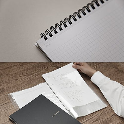Maruman Mnemosyne Lined Notebook- A5, 8.27" x 6.34", 80 Sheets / 160 Pages, 7mm College Ruled Journal, Perforated Pages & Wire-Bound to Lay Flat, Black, Made in Japan - size: A5 (5.83" x 8.27")