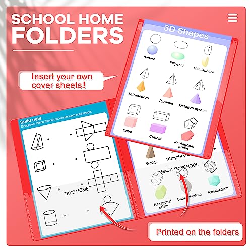 Henoyso 400 Pcs Take Home Folders 2 Inside Pockets, Parent Teacher Communication Folder for Students Homework with Clear Front Pocket Heavy Duty, School Classroom Supplies, 11.8 x 9.45 Inch (Red) - color: Red