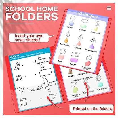 Henoyso 400 Pcs Take Home Folders 2 Inside Pockets, Parent Teacher Communication Folder for Students Homework with Clear Front Pocket Heavy Duty, School Classroom Supplies, 11.8 x 9.45 Inch (Red) - color: Red