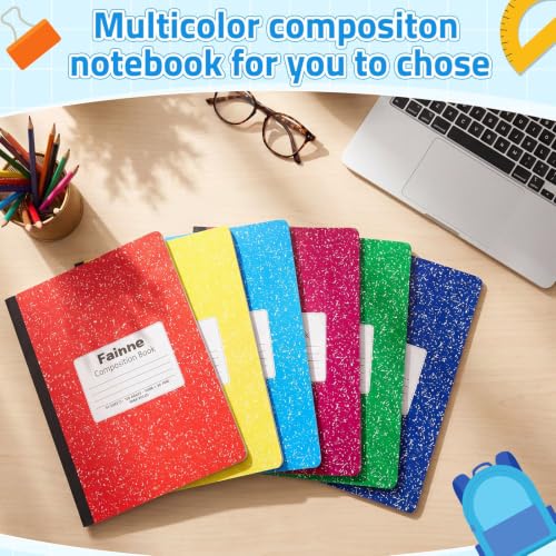 Fainne 50 Pack B5 Composition Notebooks Bulk Wide Ruled 100 Pages Composition Book 7.5 x 9.8 Inch Marble Cover Journal Notebooks for College Office Back to School Supplies(Multicolor) - color: Multicolor