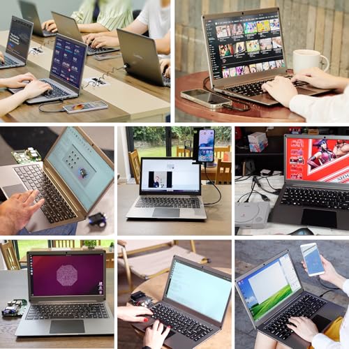 ELECROW Portable Monitor with Keyboard, 14 Inch Lapdock Display with Built-in Battery, 1080P FHD USB C Monitors with RPi5 & Jetson Adapters Compatible with Raspberry Pi, PC, Phone, Mac, Game Console